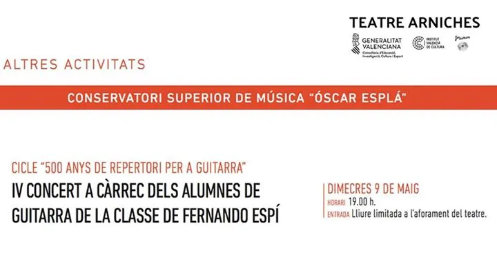 IV Concert a Càrrec Dels Alumnes De Guitarra