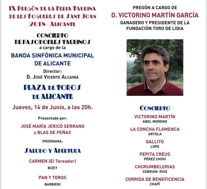 IX Pregón de la Feria de Hogueras 2018