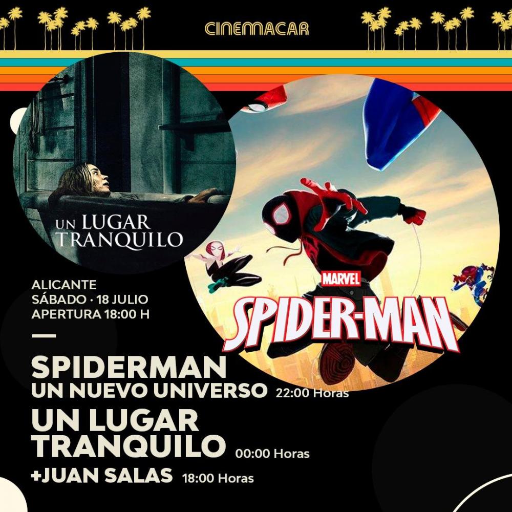 Juan Salas + Spiderman un nuevo universo (película) + Un lugar tranquilo (película) - Cinemacar Free