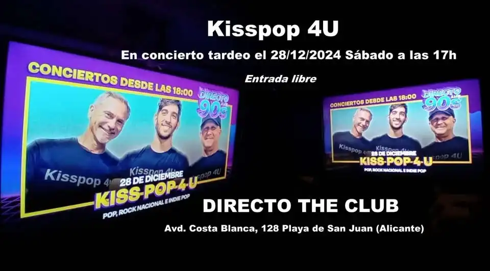 Kisspop 4u en concierto en Directo The Club