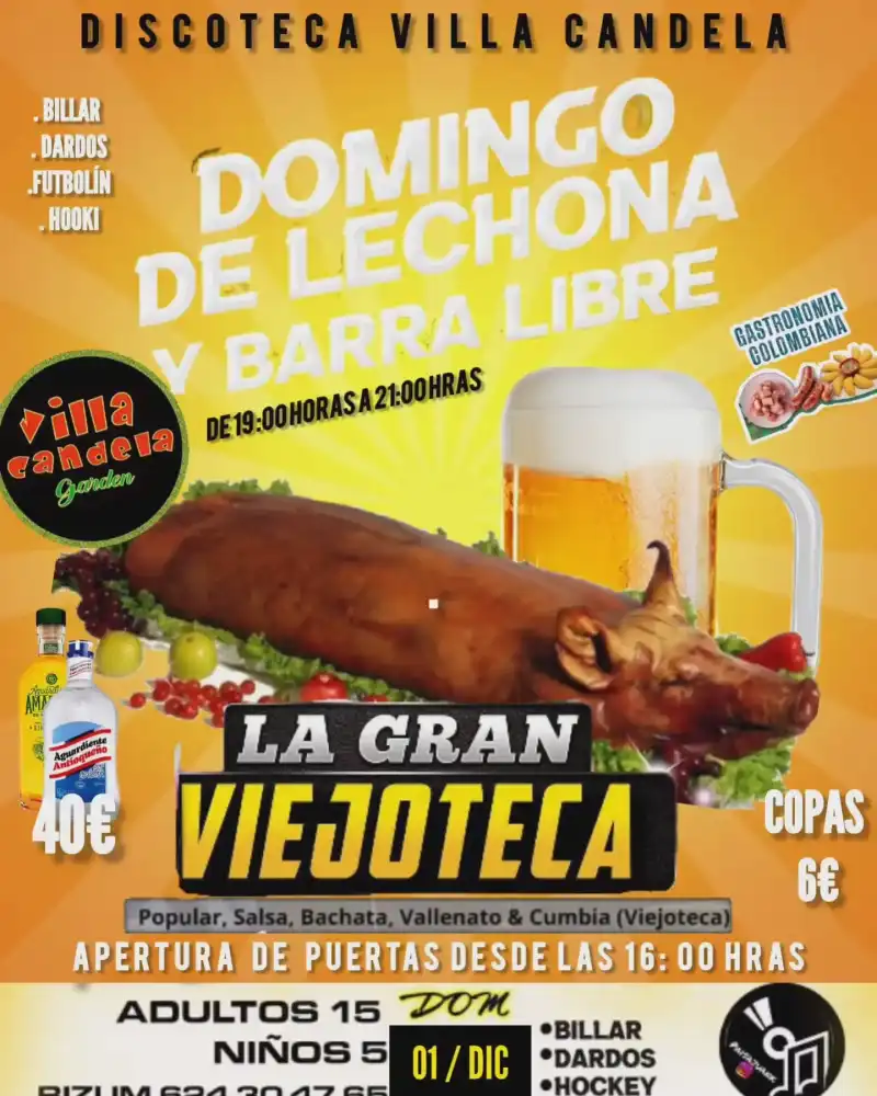 La Gran Viejoteca - Domingo de Lechona y barra libre