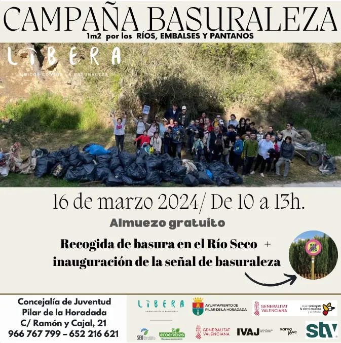 Limpieza Medioambiental Basuraleza en el Río Seco de Pinar de Campoverde e Inauguración de la Señal de Basuraleza