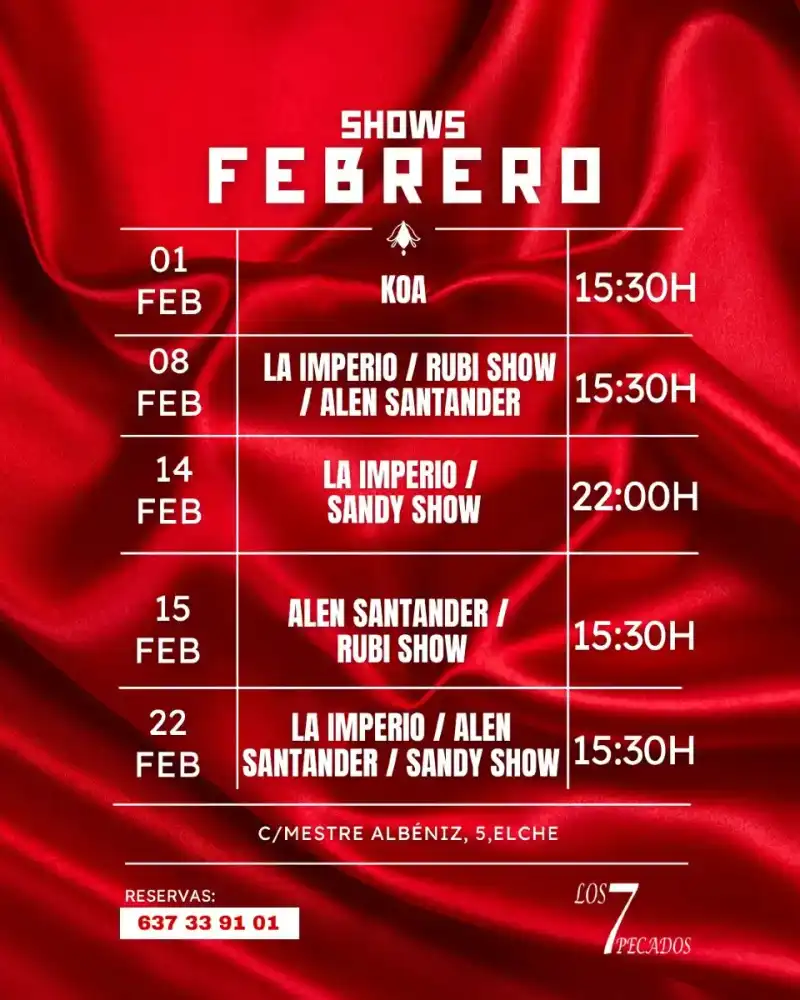 Los 7 pecados - Shows Febrero