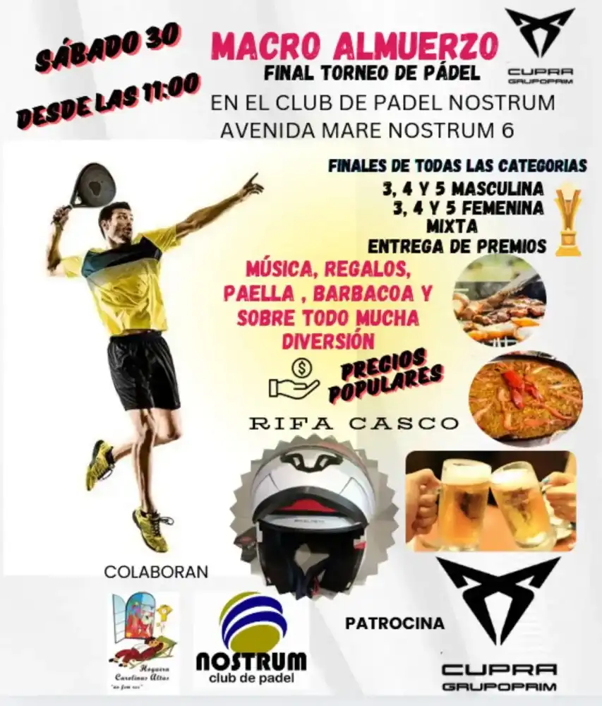 Macro almuerzo final torneo de padel