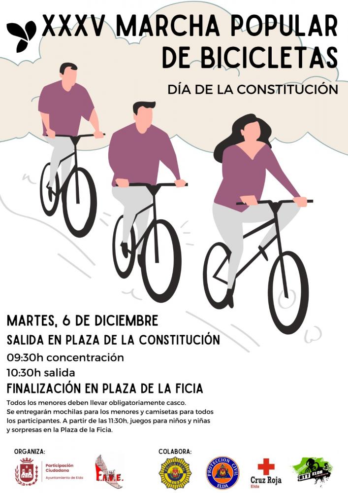 Marcha Popular de Bicicletas para celebrar el Día de la Constitución en Elda