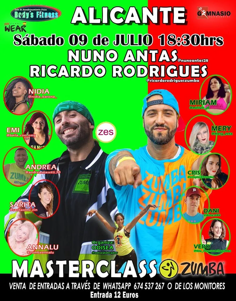 Masterclass de Zumba con Ricardo Rodrigues y Nuno Antas en Alicante