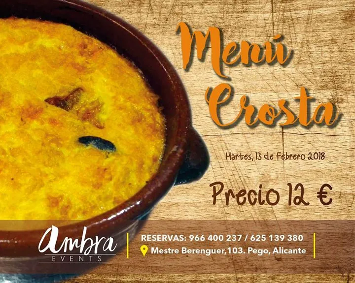 Menú de Crosta en Pego