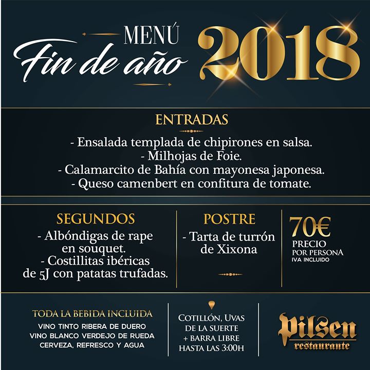 Menú de fin de año en Pilsen Alicante