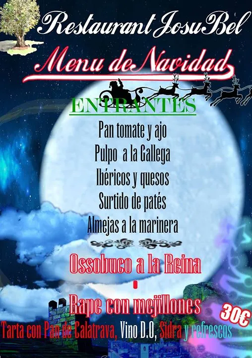 Menú de Navidad en Pizzeria Josubel