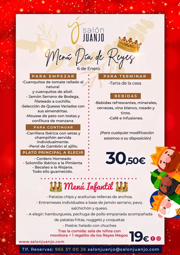 Menú Especial de Reyes