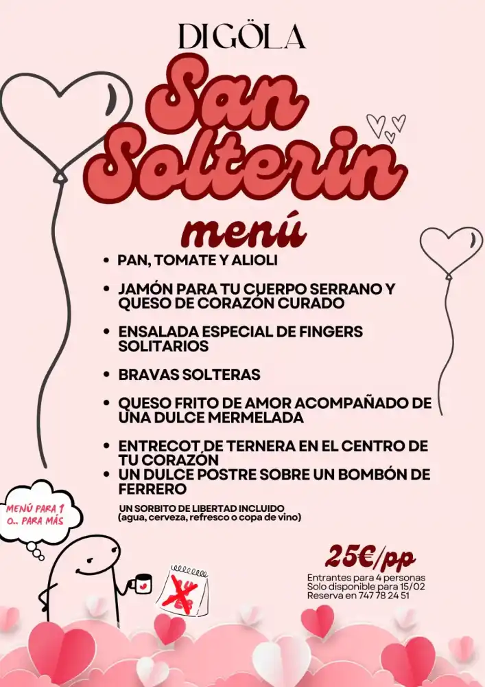 Menú especial San Solterin