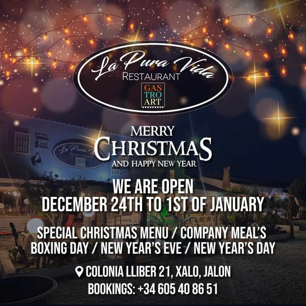 Menús Navidades Restaurante La Pura Vida Jalón