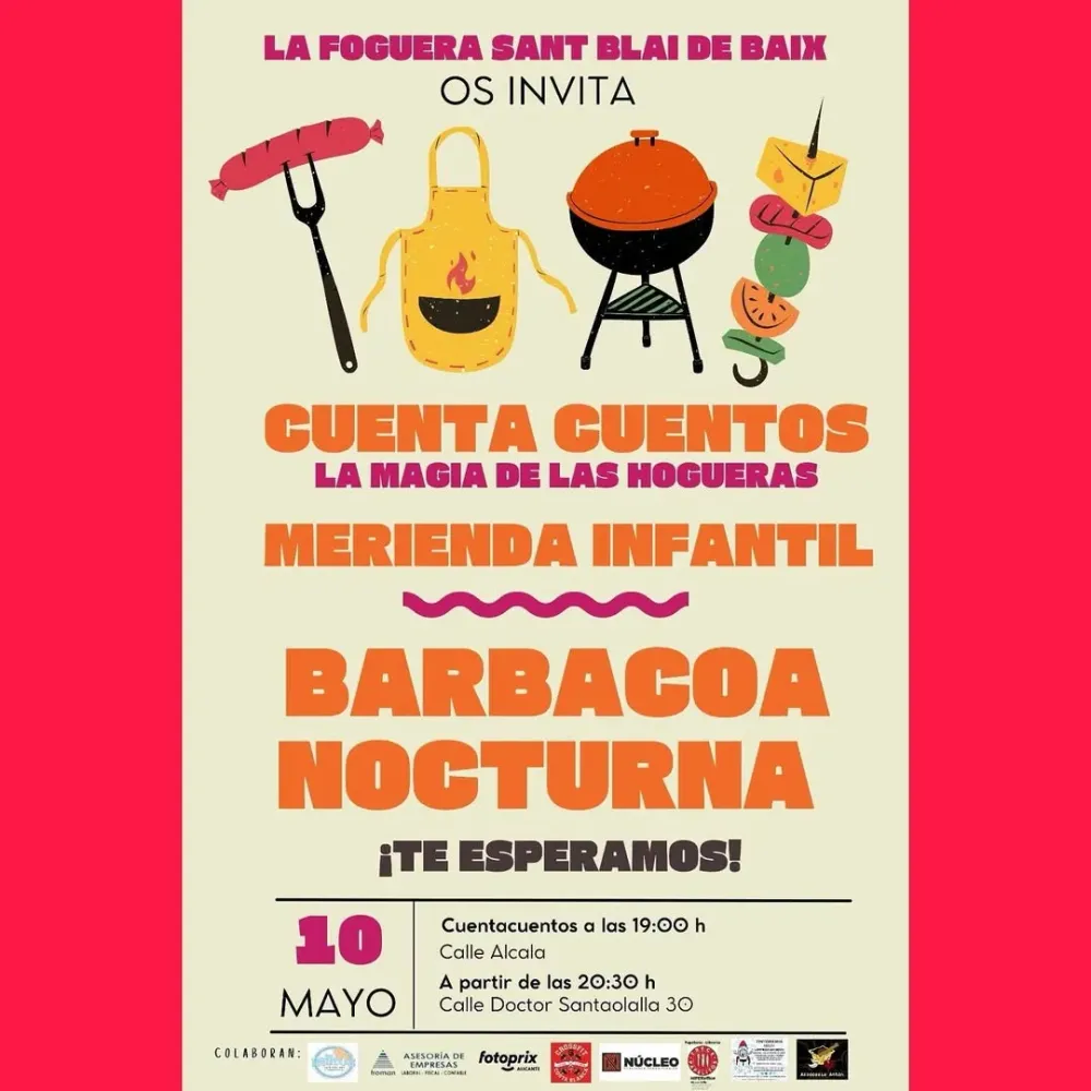 Merienda Infantil, Cuenta Cuentos y Barbacoa Nocturna Foguera Sant Blai de Baix