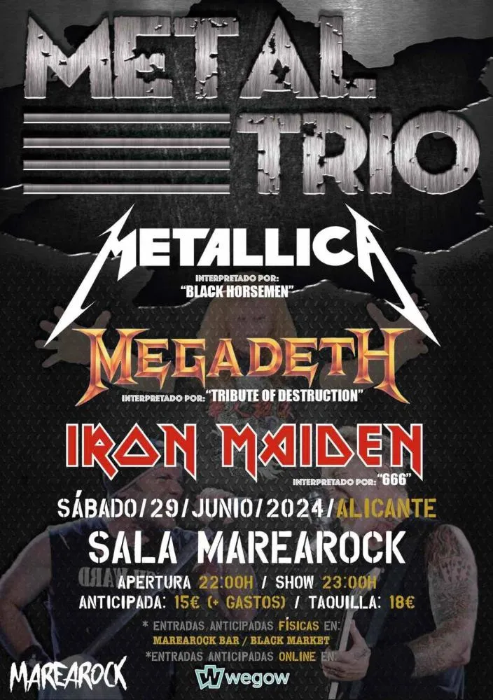 Metal Trio - Iron Maiden, Megadeth & Metallica (Alicante)