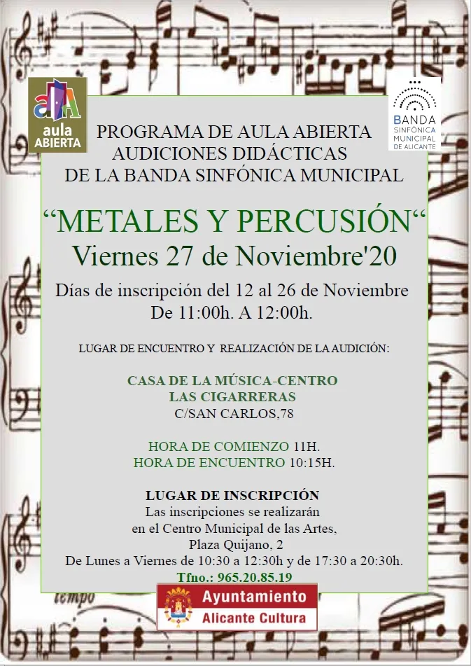 Metales y percusión - Aula Abierta. Audición didáctica. Banda Sinfónica Municipal