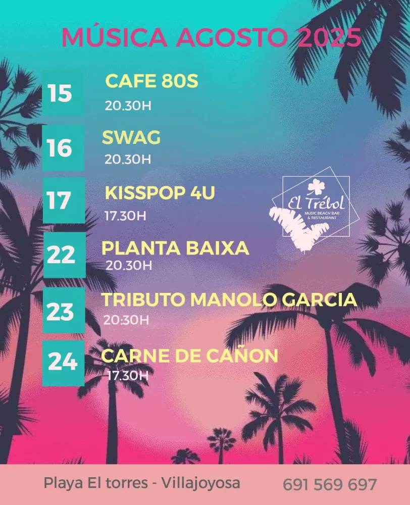 Música Agosto 2025 - El Trebol Restaurante