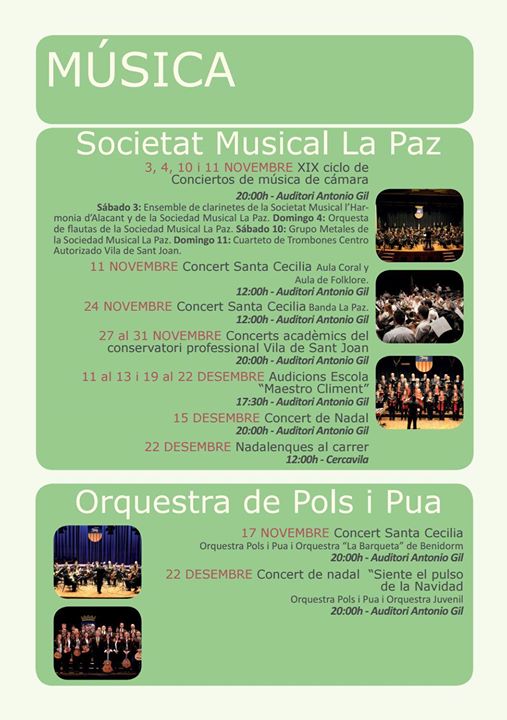 Música en Sant Joan d'Alacant - Noviembre-Diciembre 2018