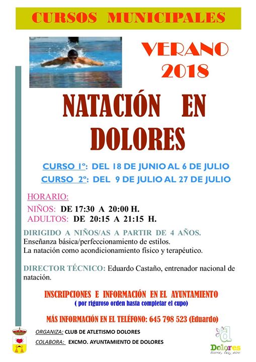 Natación - Cursos de verano 2018 en Dolores
