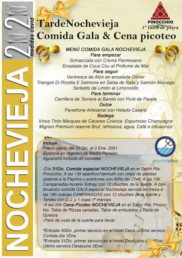 Nochevieja 2020 Benidorm - Restaurante Pinocchio