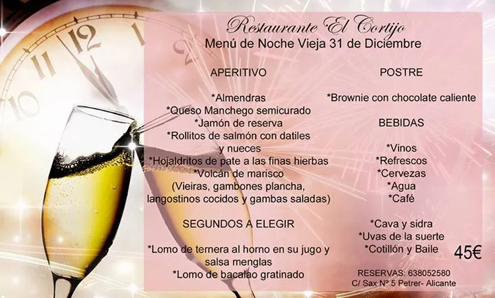 Nochevieja - Restaurante El Cortijo - Petrer