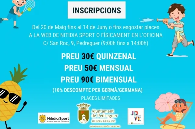 Obertes les incripcions de les escoles d'estiu Educativa i Esportiva