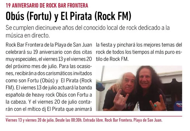 Obus (Fortu) y El Pirata (Rock FM) en Rock Bar Frontera