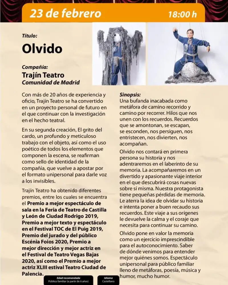 Olvido ► Mostra de Teatre Infantil de Agost 2025