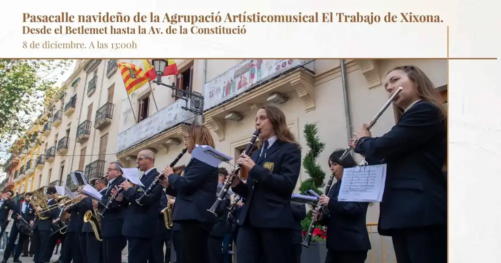 Pasacalle navideño de la Agrupació Artisticomusical El Trabajo de Xixona ► Feria de Navidad de Jijona