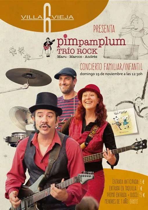 Pim Pam Plum Trio Rock - Concierto familiar infantil en Alicante