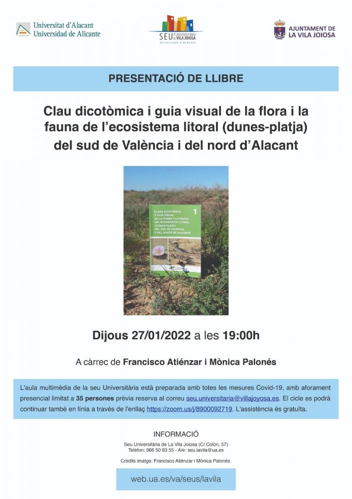 Presentación del libro - Clave dicotómica y guia visual de la flora y la  fauna del ecosistema litoral (dunas-paya) del sur de Valencia y del norte