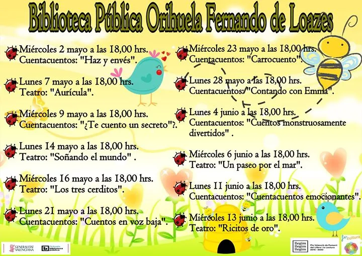 Programacion mayo-junio 2018 - Biblioteca Pública del Estado de Orihuela