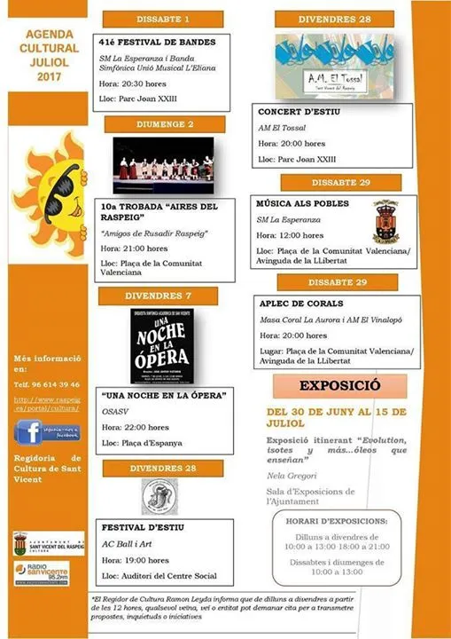 Programación Cultural Julio 2017 San Vicente del Raspeig