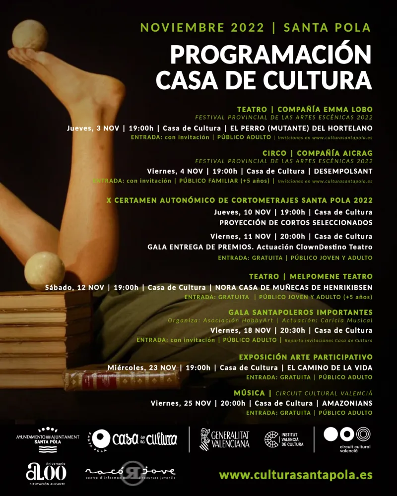 Programación Cultural noviembre 2022 Santa Pola