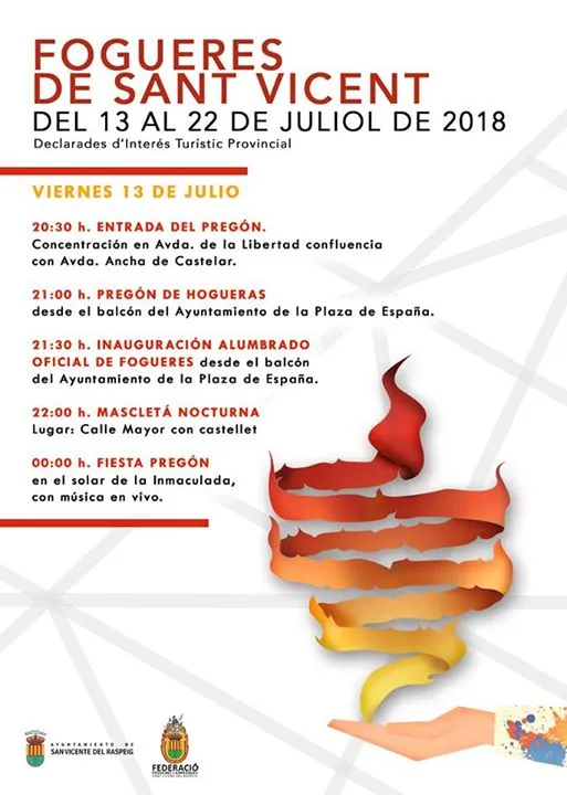 Programación fiestas de Hogueras de San Vicente del Raspeig 2018