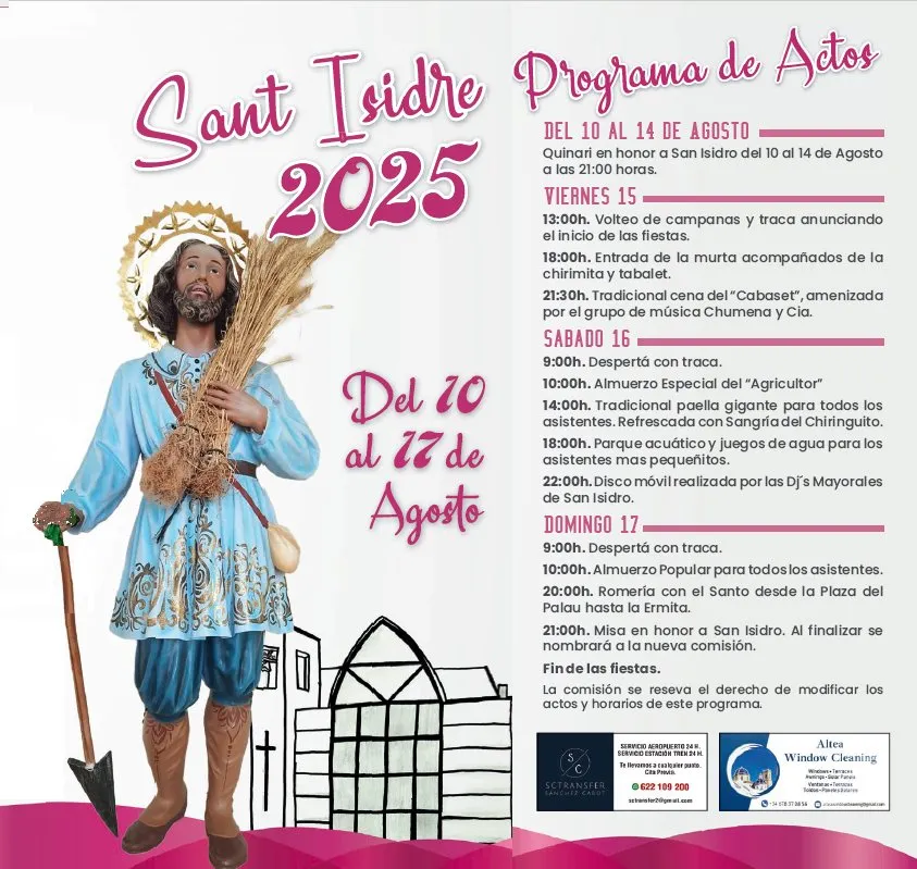 Programación Fiestas de San Isidro en Ptda. Els Arcs