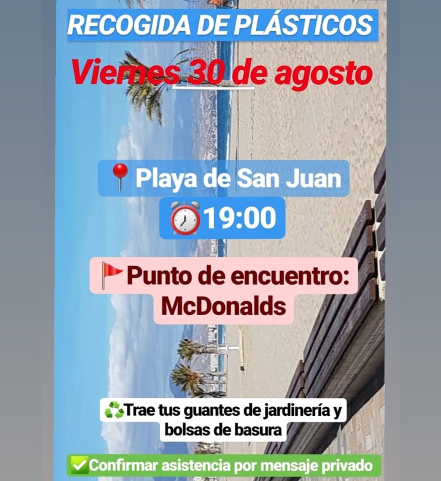 Recogida de plásticos en la Playa de San Juan