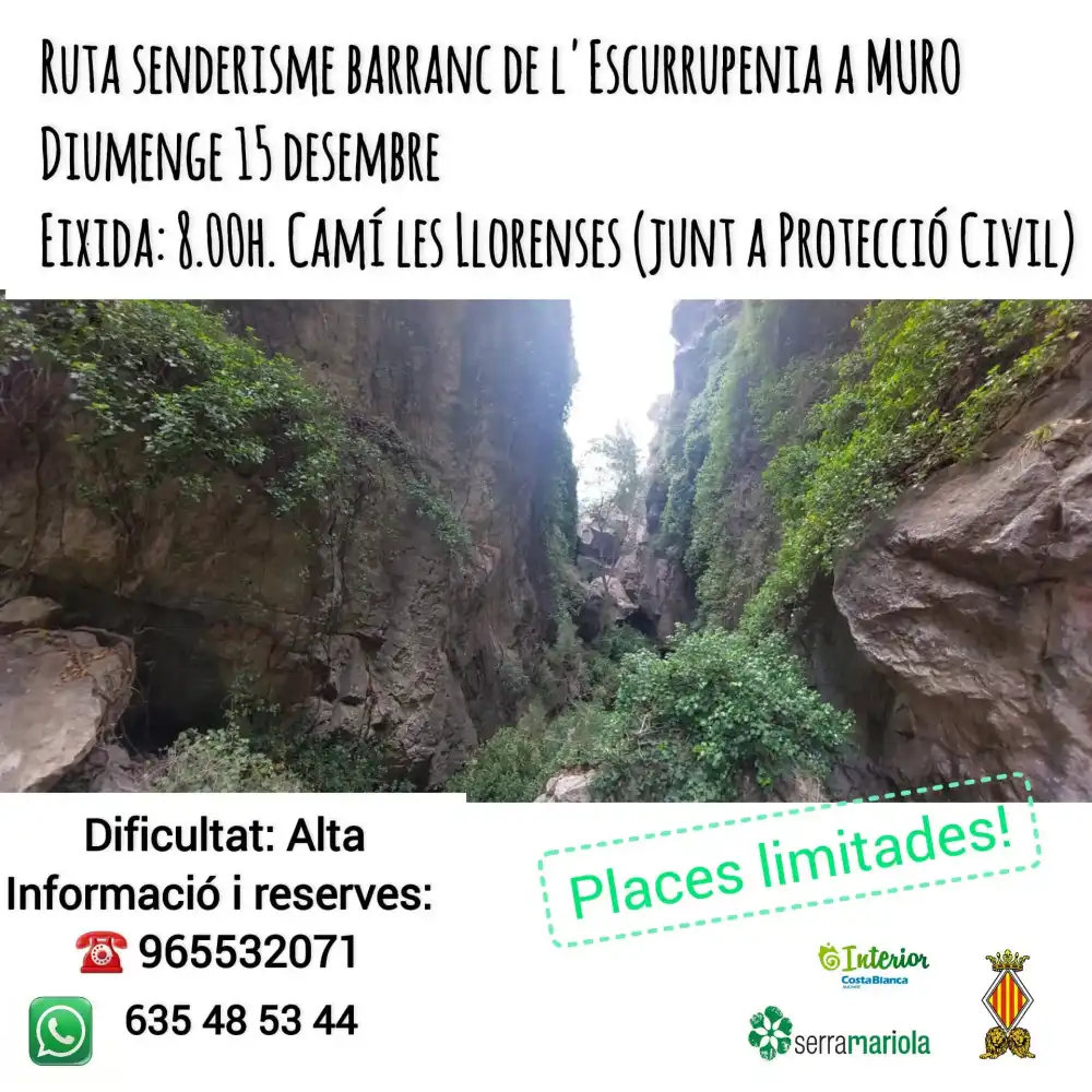 Ruta de Senderismo Barranco de la Escurrupenia en Muro