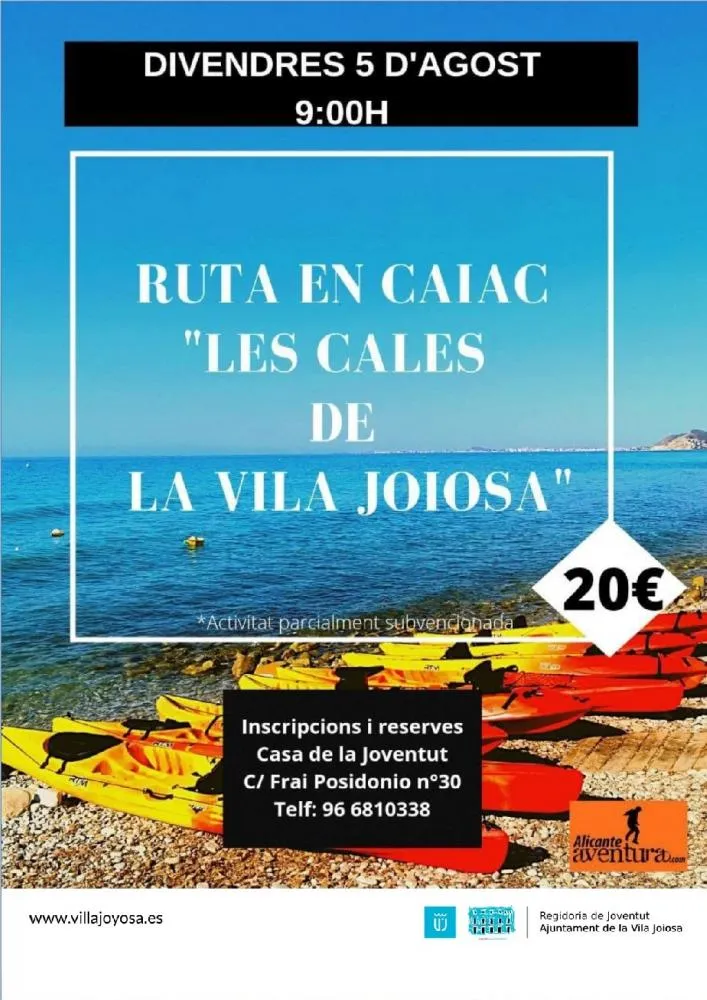 Ruta en Cayak noctuna por las calas de Villajoyosa
