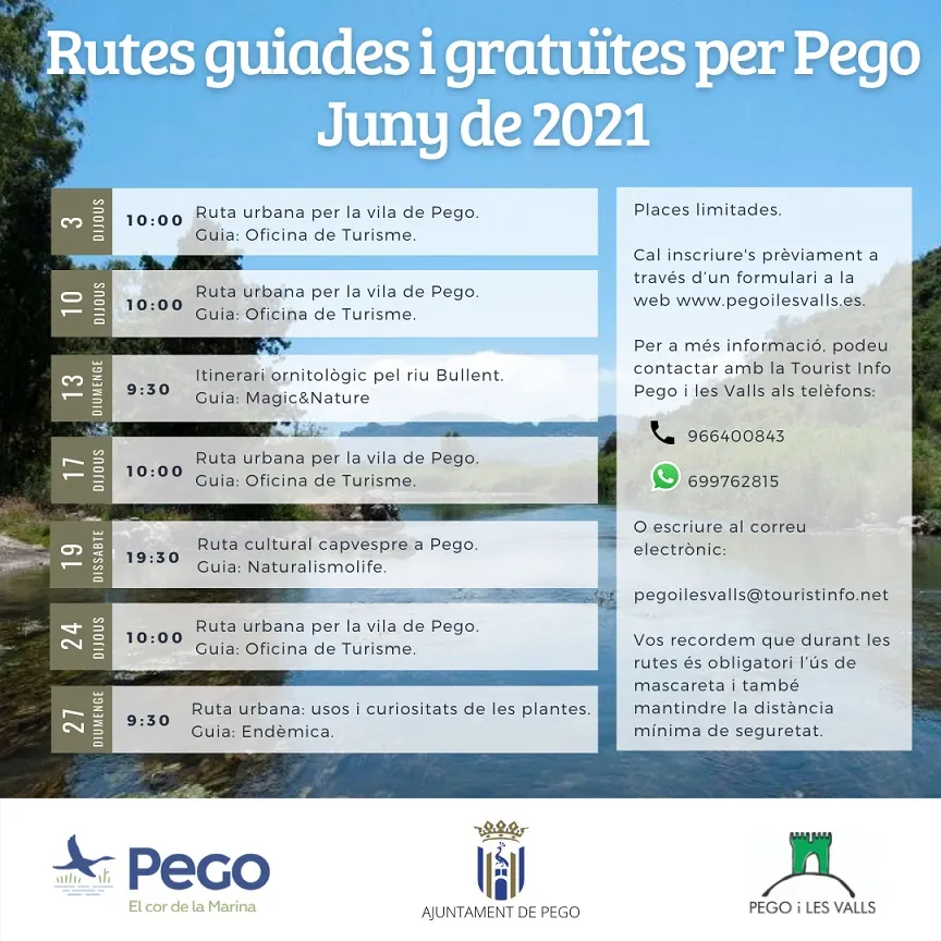 Rutas guiadas y gratuitas por Pego Junio 2021