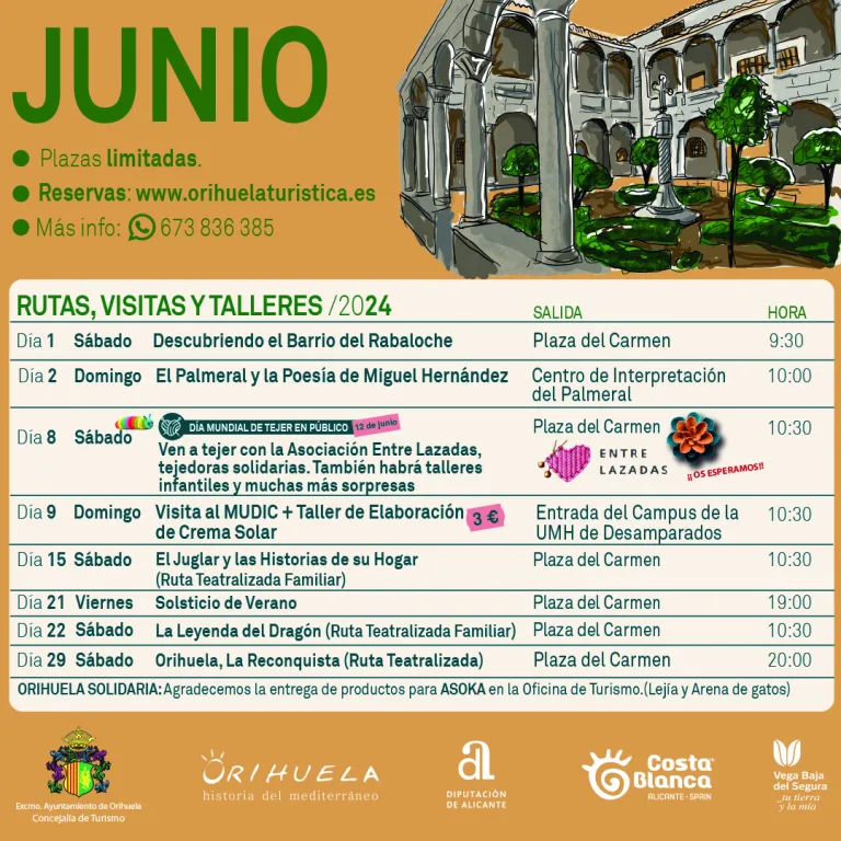 Rutas Turísticas de junio de Orihuela 2024