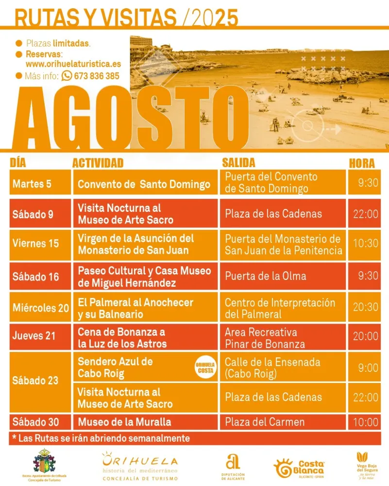 Rutas y Visitas en Orihuela - Agosto 2025