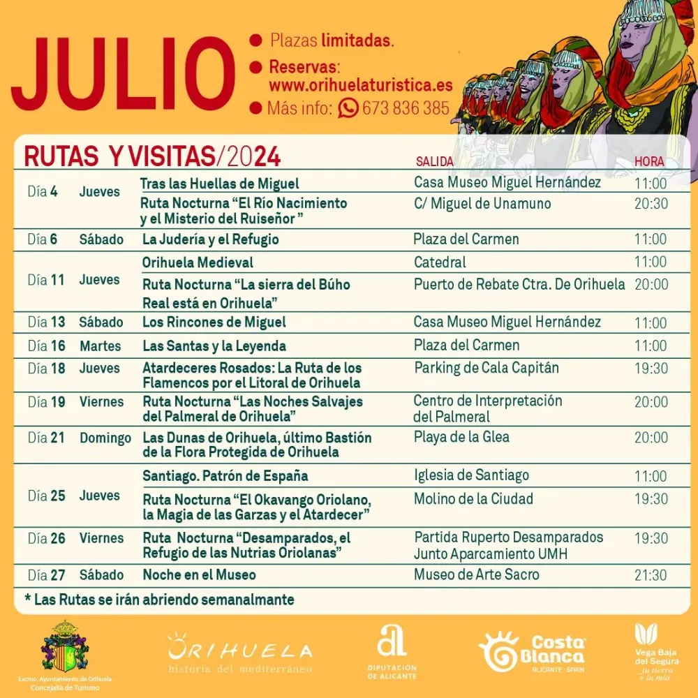Rutas y Visitas Orihuela Julio 2024
