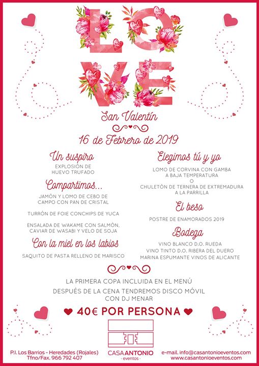 San Valentín 2019 en Casa Antonio Eventos