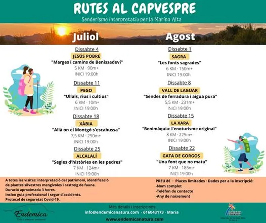 Senderisme interpretatiu a la Marina Alta pel capvespre