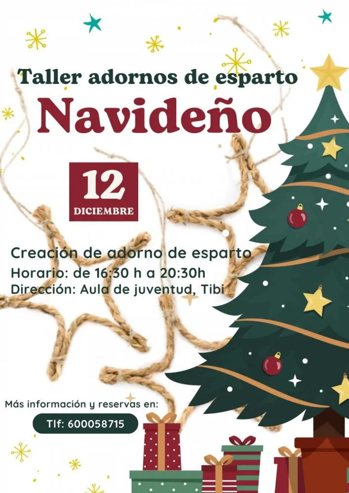 Taller adornos de esparto Navideño