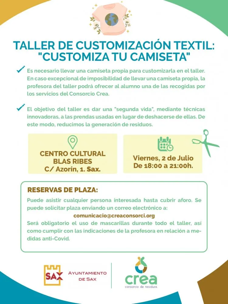 Taller de costumización de camisetas en Sax