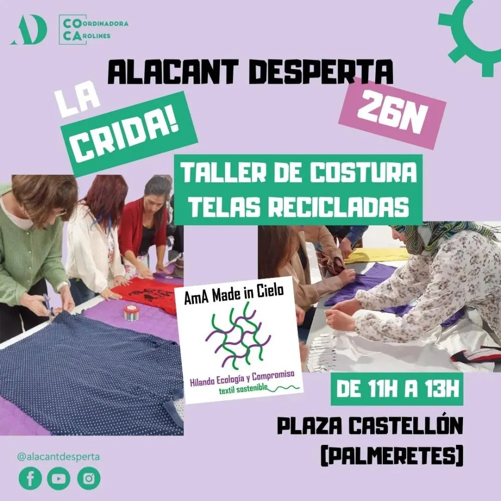 Taller de costura, telas recicladas