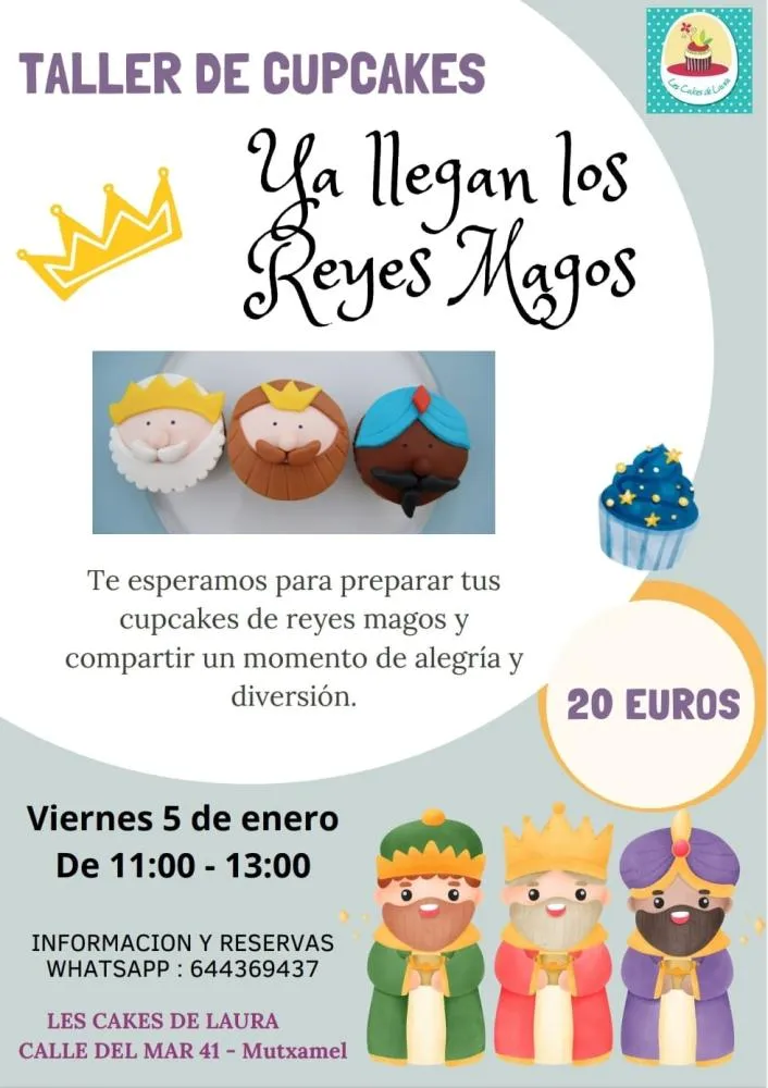 Taller de cupcakes Ya llegan los Reyes Magos