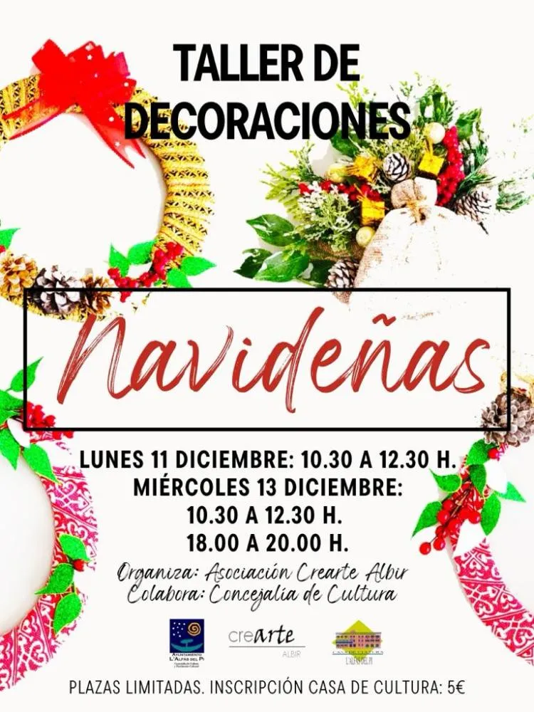 Taller de decoración navideña Asociación Crearte Albir