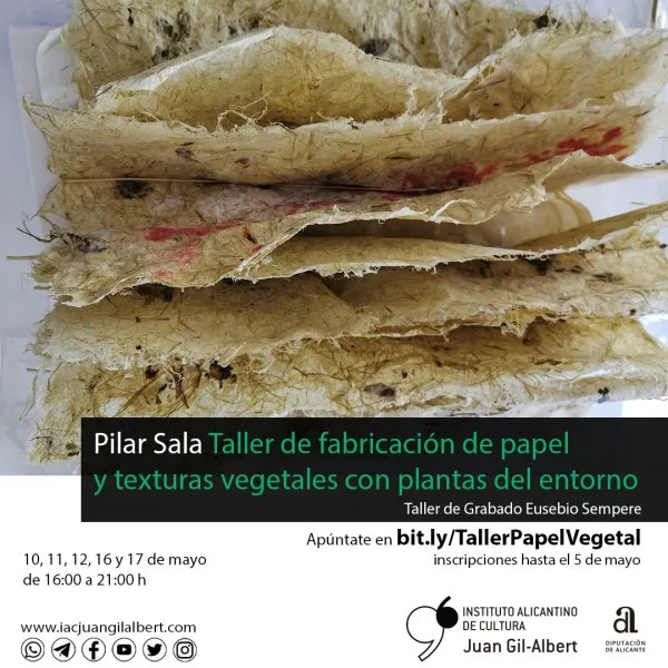 Taller de fabricación de papel y texturas vegetales con plantas del entorno"